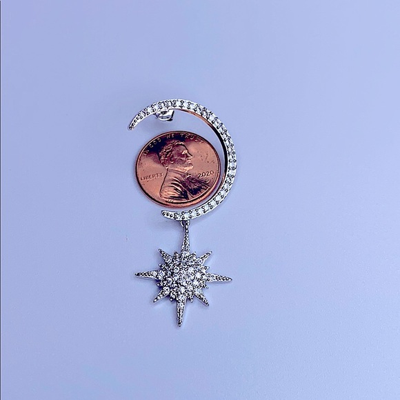 Silver Moon and Star 925 Earrings - Picture 5 of 5